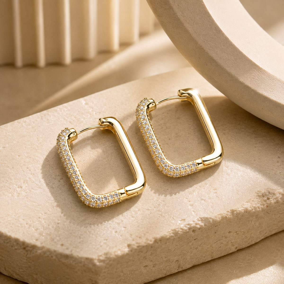 Facet Studs – Sculptural Gold-Tone Statement Earrings