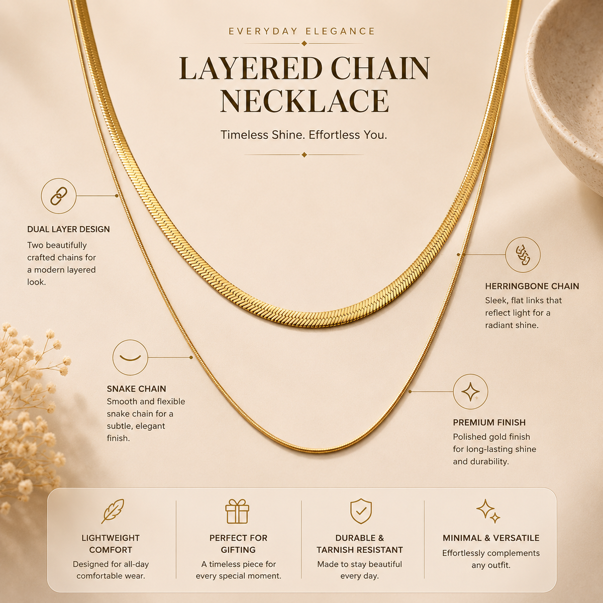 Contour Choker by JouJule gold-tone choker design details and layered chain features