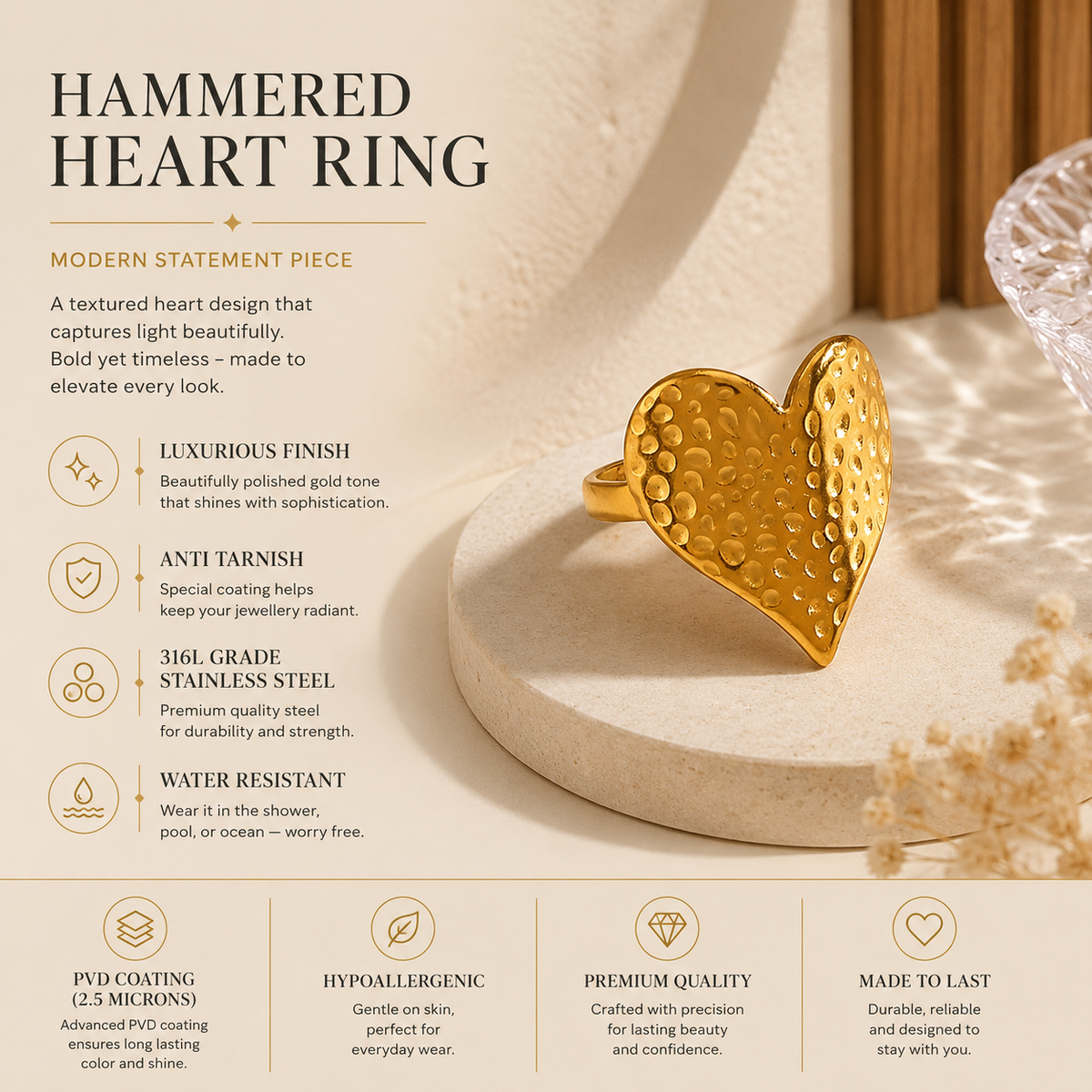 Contour Ring by JouJule design details and textured statement ring features