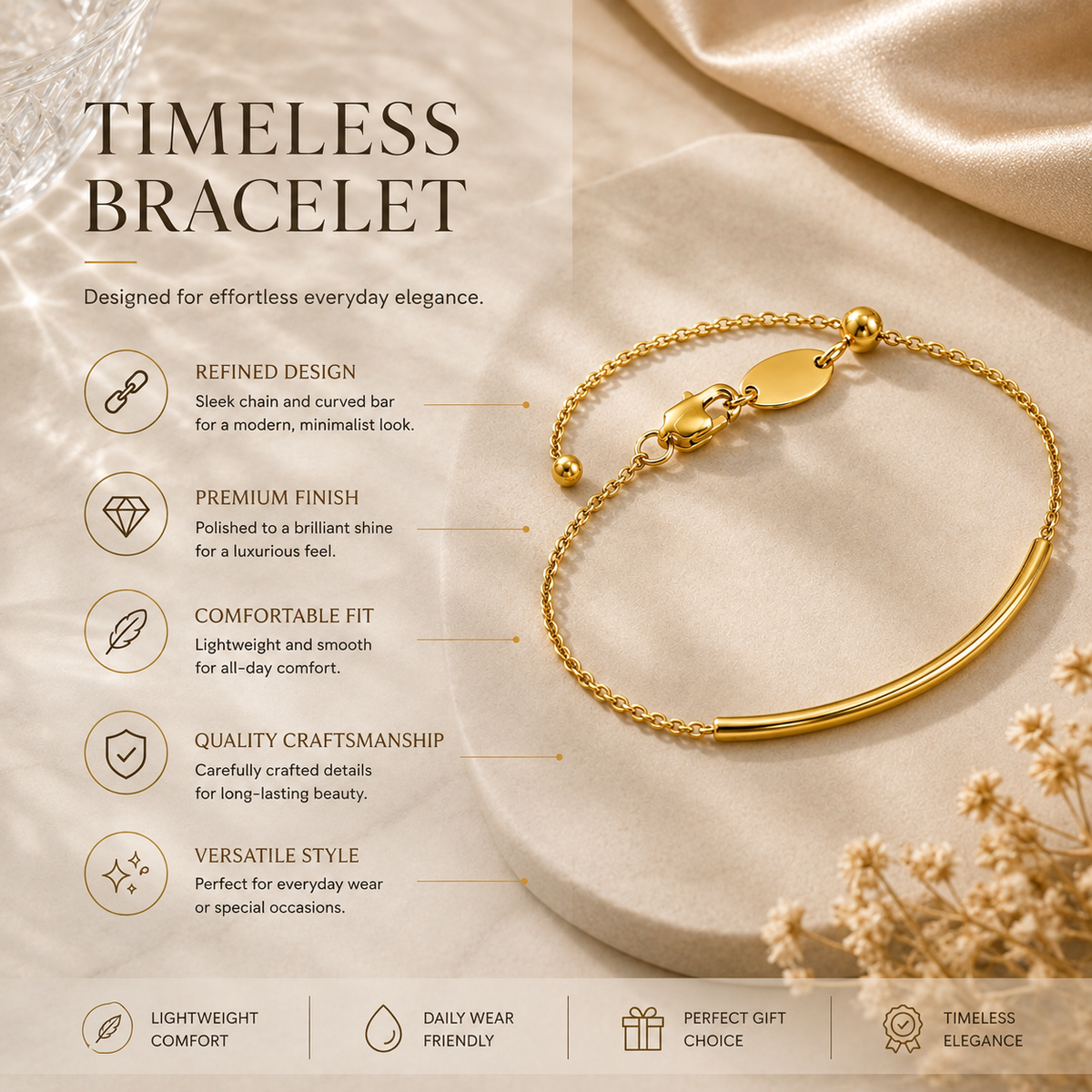 Joū Cuff by JouJule gold-tone bracelet design details and curved bar features