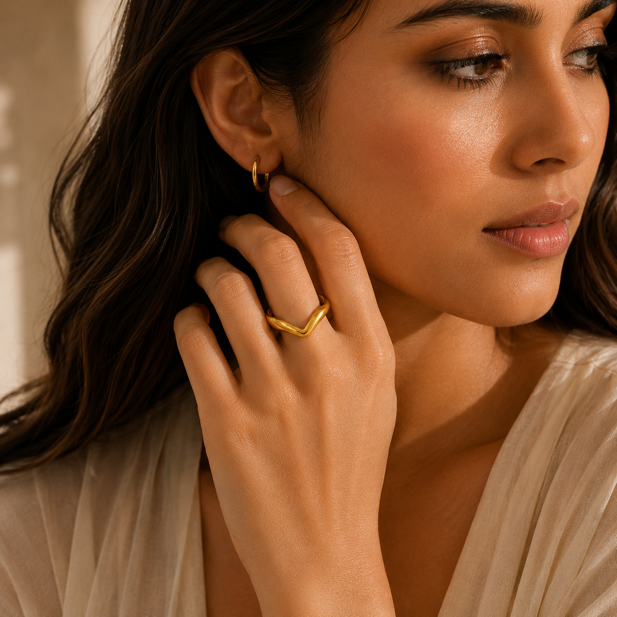 Joū Stack by JouJule gold statement ring styled on model