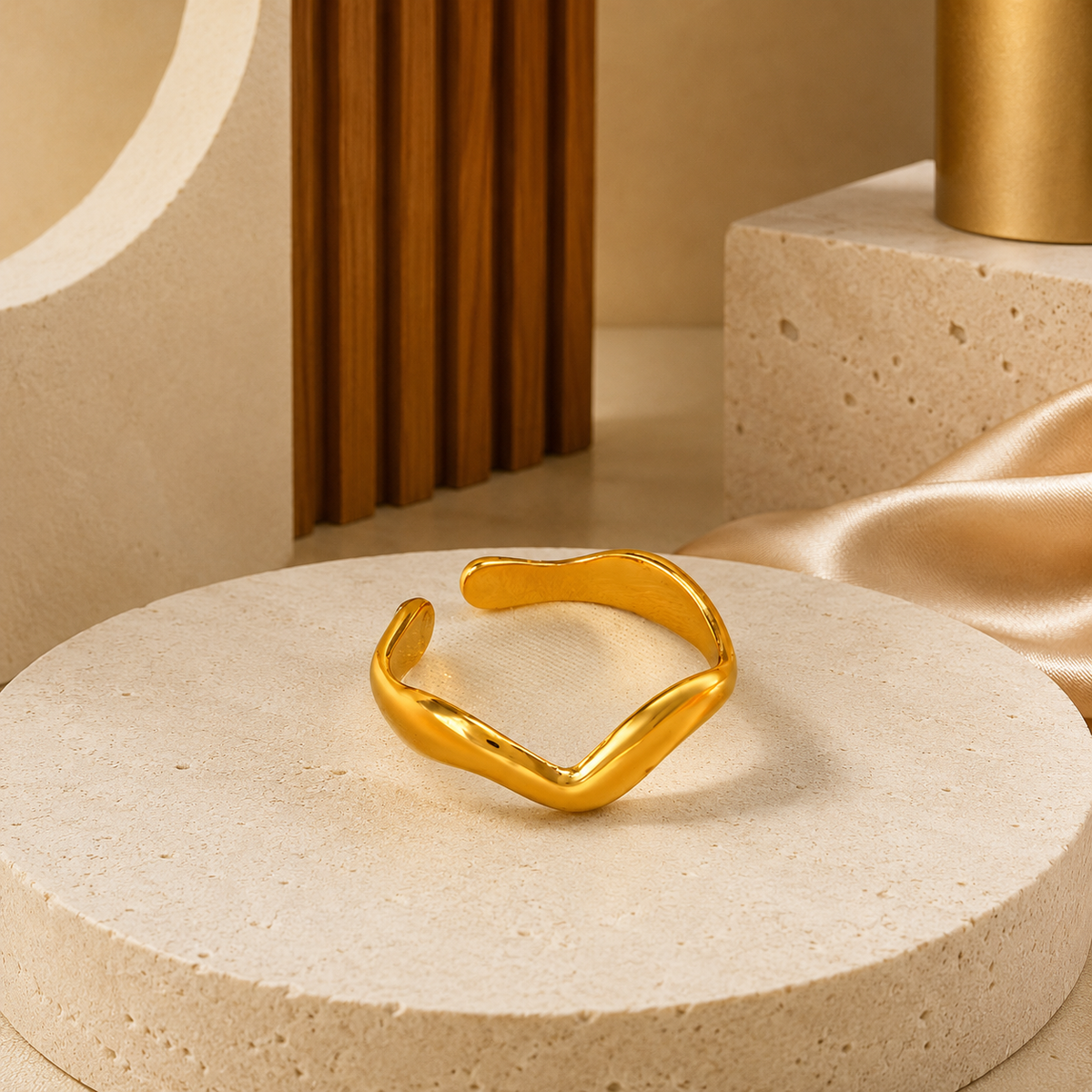 Joū Stack by JouJule sculptural gold statement ring with bold open curved design