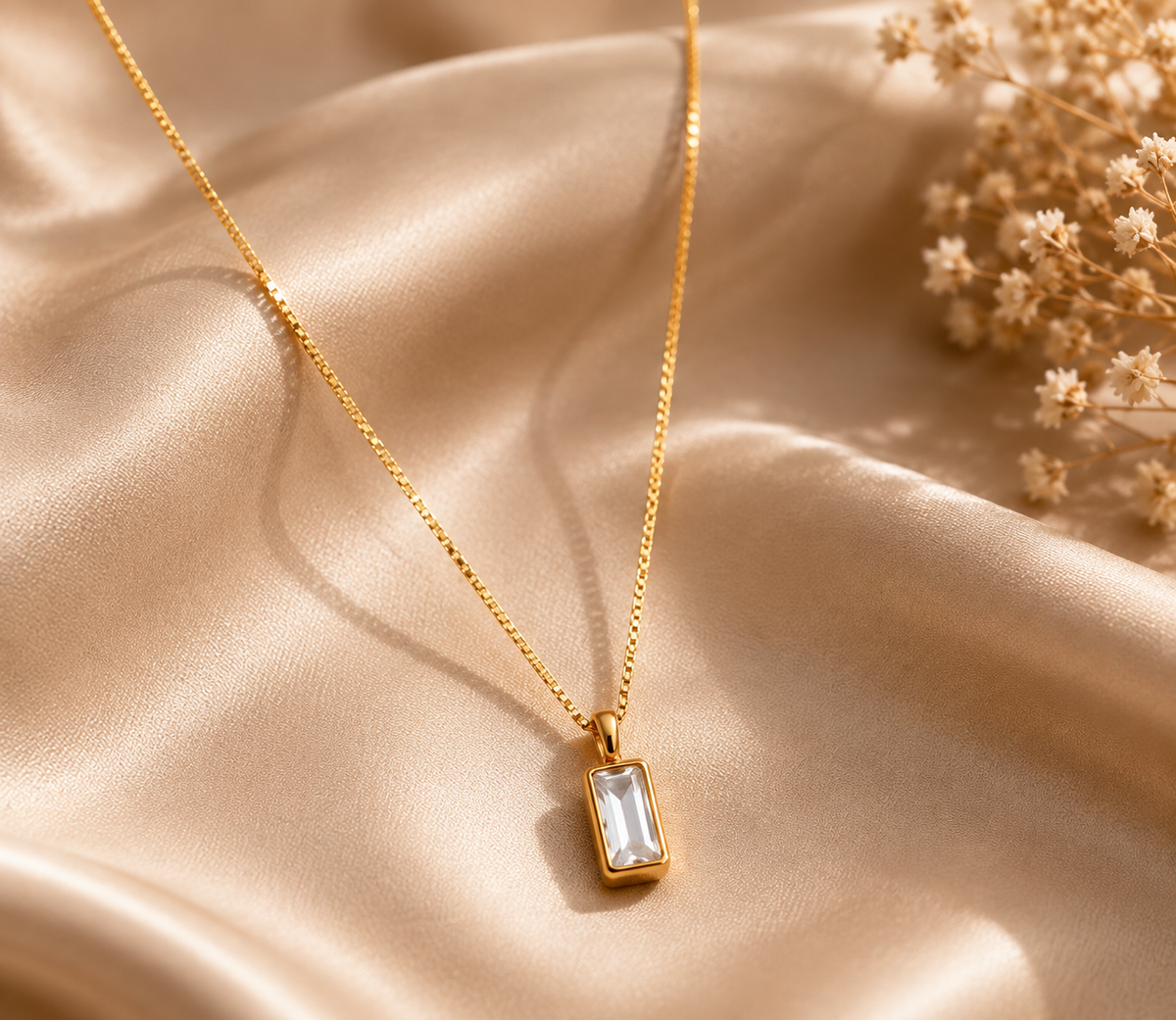 Linear Chain by JouJule, minimalist gold-tone chain necklace with rectangular pendant